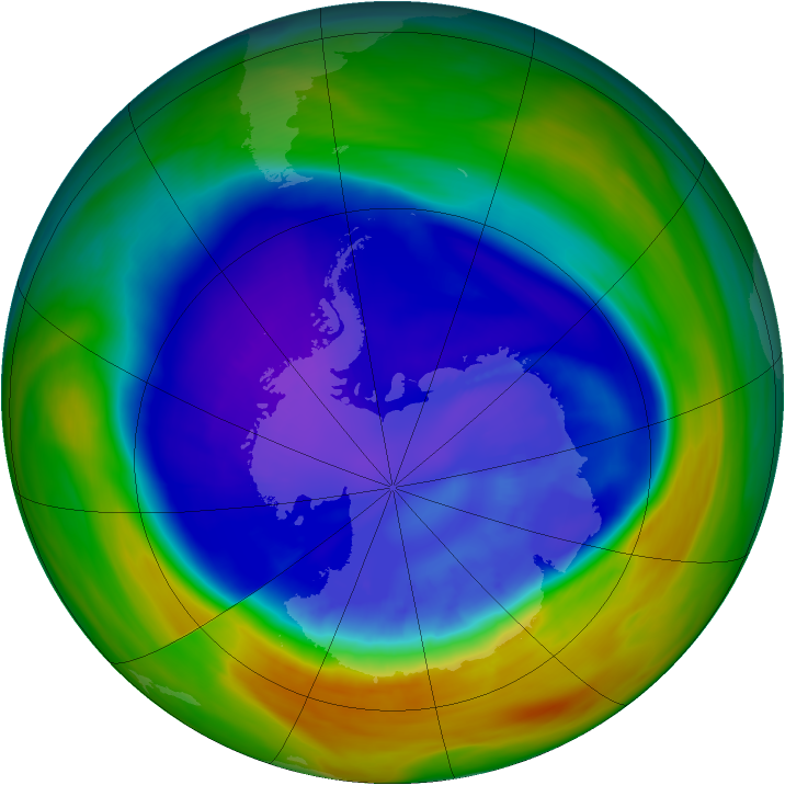 Antarctic ozone map for 10 September 2005